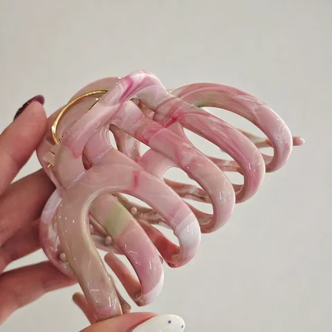 Large Acrylic Hair Claw Clip French Vintage Marble Pattern Shark Clip Hair Accessories For Women