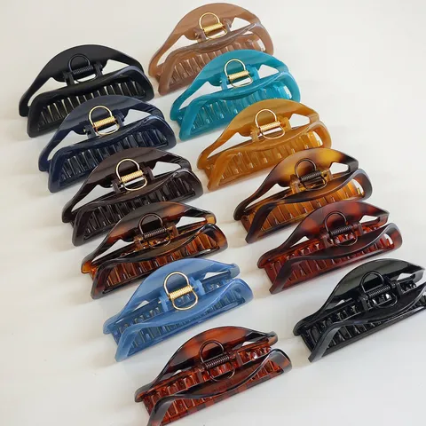 Large Hair Claw Clip French Vintage Acrylic Resin Nonslip Matte Glossy Hair Catch Clip Hair Styling Accessories For Women