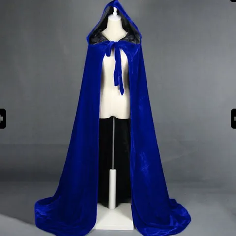 Double Layer Halloween Thickened Velvet Cloak Cape Hooded Long Shawl Costume