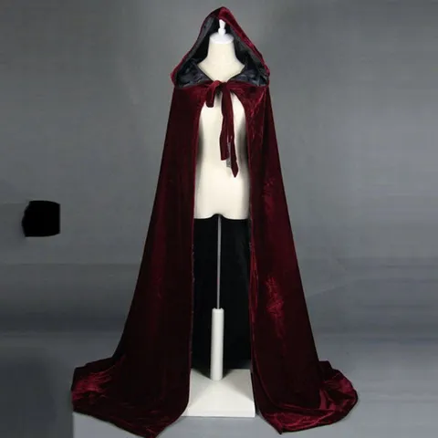 Double Layer Halloween Thickened Velvet Cloak Cape Hooded Long Shawl Costume