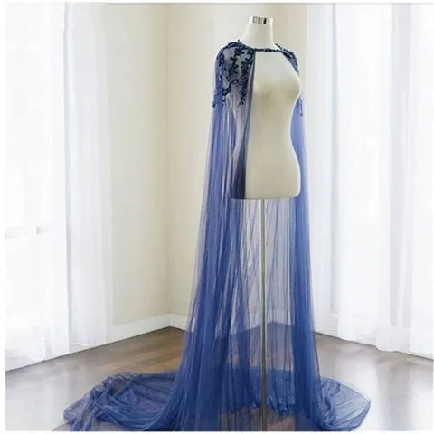 Luxury Hand Beaded Mesh Bridal Cape Embroidered Wedding Cloak Elegant Floor Length Performance Costume Shawl Robe For Women