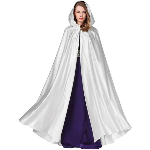 Anime Cosplay Hooded Cloak Halloween Witch Costume Stage Performance Satin Cape For Women Party Decoration