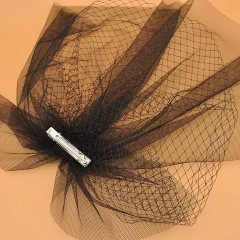 European American Bridal Plaid Birdcage Veil Wedding Veil With Comb Short Net Mesh Hair Accessory For Bride Women Party
