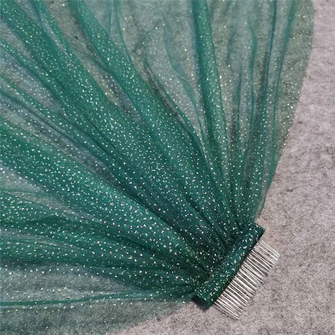 Kurzer Brautschleier Polyester Mesh Glitzer Applikation Hochzeit Schleier Mit Kamm Für Hochzeit Party Damen Haarschmuck