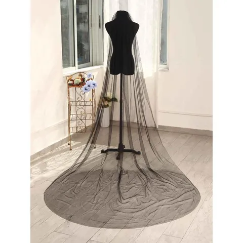 Halloween Long Single Layer Sheer US Net Veil Photography Cathedral Train Veil Cut Edge Shawl