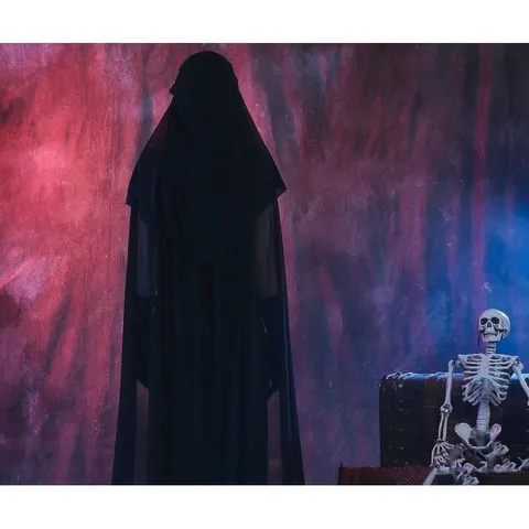 Women Halloween Witch Grim Reaper Cosplay Chiffon Hooded Cloak Vampire Gothic Cape Party Costume Dark Fantasy Long Robe