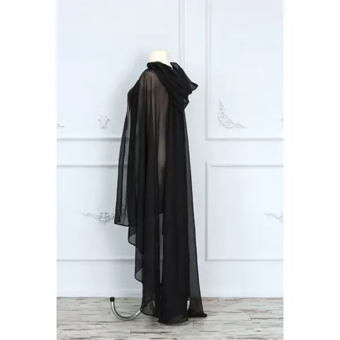 Women Hooded Mesh Cape Cloak Long Transparent Tulle Veil Wedding Halloween Christmas Cosplay Party Stage Performance Outerwear