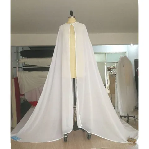 Women Elegant Chiffon Hooded Cloak Long Floor Length Sheer Cape Wrap For Wedding Photography Stage Performance Costume Party