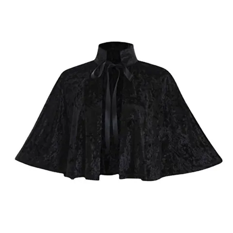 Elegant Velvet Mini Cape Shawl For Women Winter Warm Retro Cloak Solid Color Outerwear Party Evening Dress Accessory
