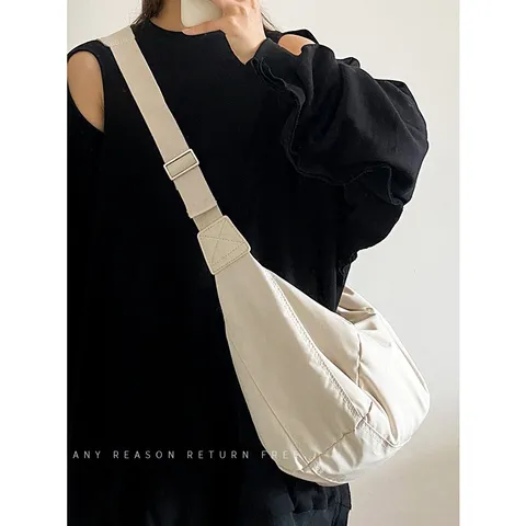 Women Casual Large Capacity Down Cotton Dumpling Bag Soft Puffer Crossbody Bag Simple Versatile Solid Color Shoulder Bag