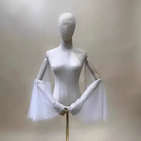 Korean Style Solid Color Mesh Detachable Trumpet Sleeves Fake Sleeves Bridal Wedding Arm Sleeves Women Accessories