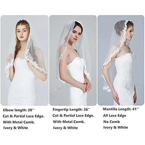 Bridal Veil Mesh Tulle Wedding Veil With Comb White Black Ivory Wrist Length Floral Embroidery Hair Accessories