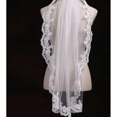 Elegant Bridal Veil Retro Floral Embroidered Mesh Lace Headwear Wedding Hair Accessories For Women Ivory White Black