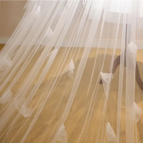 Elegant Bridal Wedding Veil Long Cathedral Veil Mesh Floral Applique Bride Headpiece Women Hair Accessories