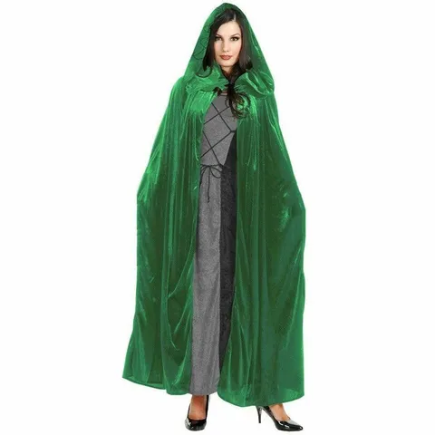 Thick Halloween Hooded Velvet Cloak Unisex Cosplay Costume Stage Performance Long Cape Robe