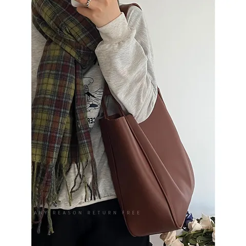 Women Large Capacity PU Leather Tote Bag Vintage Commuting Casual Single Shoulder Underarm Handbag Street Trend