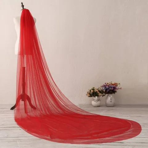 Double Layer Long Wedding Veil With Comb Bridal Veils White Black Red Tulle Veil For Wedding Party Photography