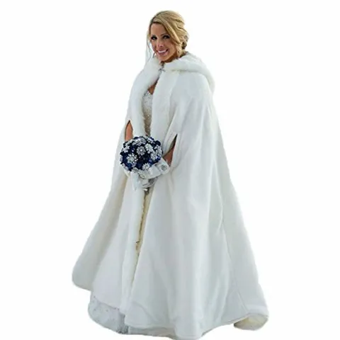 Women Winter Warm Long Velvet Cloak Hooded Cape With Hood Wedding Bridal Outdoor Christmas Performance Apparel