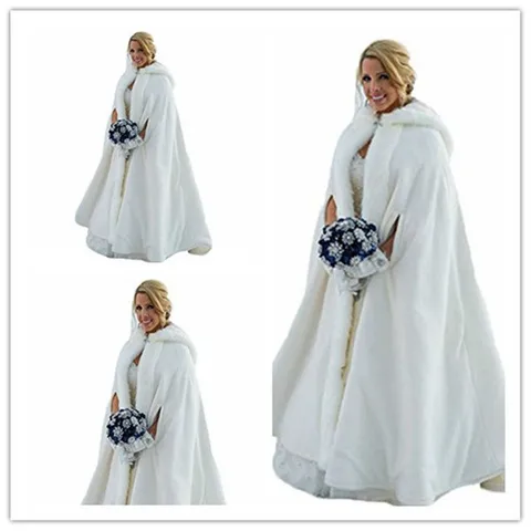Women Winter Warm Long Velvet Cloak Hooded Cape With Hood Wedding Bridal Outdoor Christmas Performance Apparel