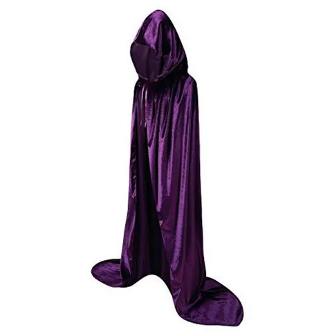 Adult Long Hooded Velvet Cloak For Halloween Cosplay Medieval Gothic Party Costume Velvet Solid Cape For Women Men Stage Performance