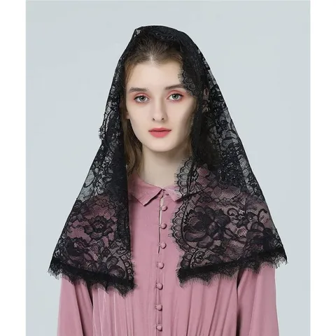 Women Short Lace Bridal Veil Wedding Veil Scarf Floral Mesh Mantilla Veil Elegant Headwear Hair Accessories