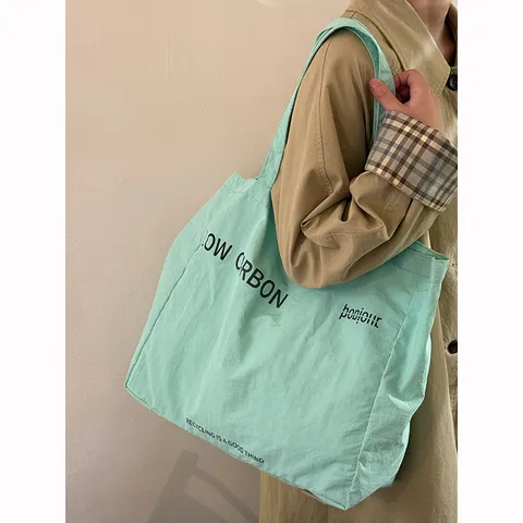 Casual Large Capacity Canvas Tote Bag For Women Relaxed Style Letter Printed Shoulder Bag Daily Commuting Handbag