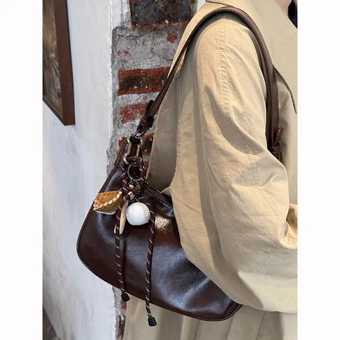 High-End Niche Vintage Underarm Bag Women PU Leather Dumpling Bag Casual Versatile Single Shoulder Crossbody Bag