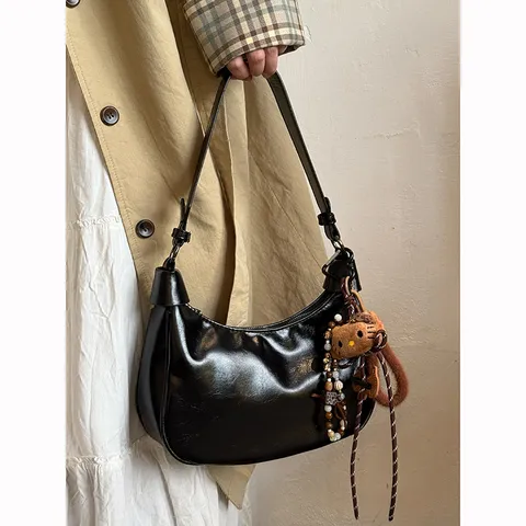 High-End Niche Vintage Underarm Bag Women PU Leather Dumpling Bag Casual Versatile Single Shoulder Crossbody Bag