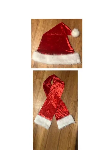 Kerst Kerstman Rood Fluweel Muts En Sjaal Set Feestelijke Feest Cosplay Kostuum Accessoires
