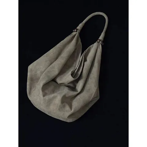 New Chinese Style Vagabond Shoulder Bag Women Textured Distressed Canvas Underarm Tote Bag Large Capacity Handbag