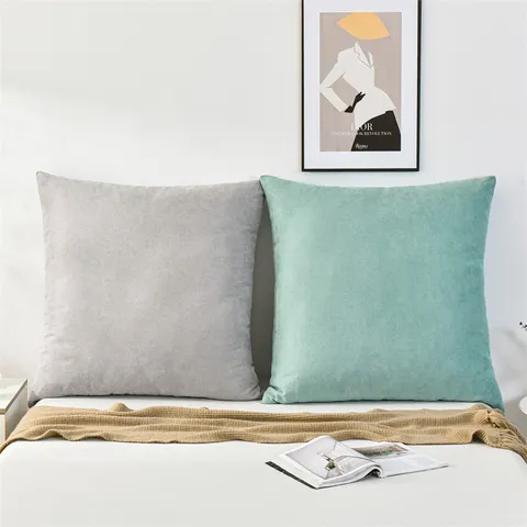 Minimalistischer einfarbiger Plüsch Kissenbezug Weicher dekorativer Kissenbezug für Sofa Bett Wohnzimmer Heimdekoration