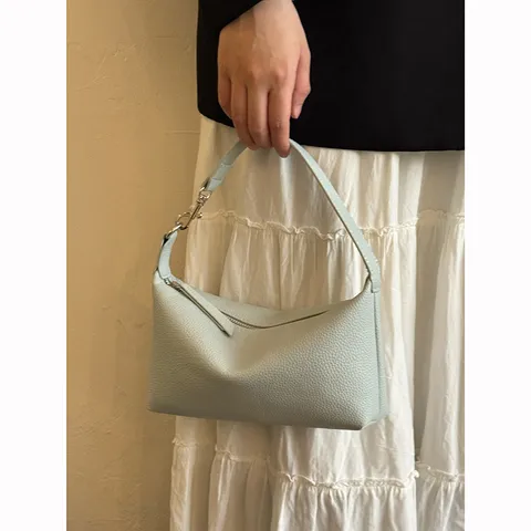 Korean Style Minimalist Soft PU Leather Handbag Casual Commuter Single Shoulder Crossbody Tote Bag For Women
