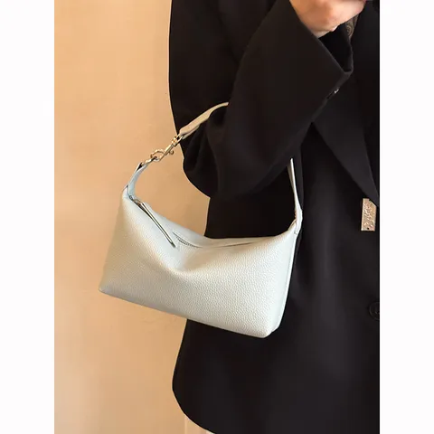 Korean Style Minimalist Soft PU Leather Handbag Casual Commuter Single Shoulder Crossbody Tote Bag For Women