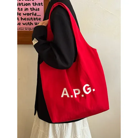 Korean Minimalist Letter Print Canvas Tote Bag Large Capacity Casual Daily Commute Shoulder Bag Women Handbag