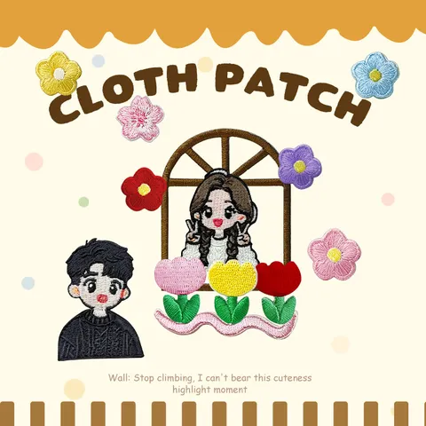 Süße Cartoon Blumen und Figuren Bestickte Aufnäher Bügelbilder DIY Dekorative Applikationen für Kleidung