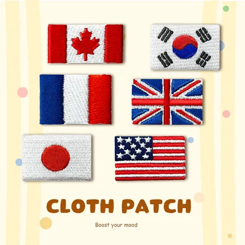 Embroidered National Flag Cloth Patches Iron On DIY Applique Badge For Clothing Backpack Jacket Hat Decoration