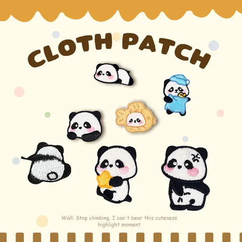 Süßer Cartoon Panda Stickerei Stoffaufnäher DIY Tier Bügelflicken Für Kleidung Bekleidung Zubehör Dekorative Abzeichen