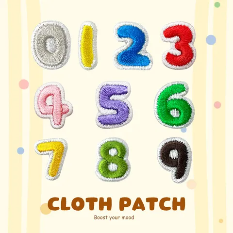 DIY Chiffres Lettres Colorés Rayon Broderie Écussons en Tissu Thermocollant Application Réparation de Vêtements Badges Décoratifs