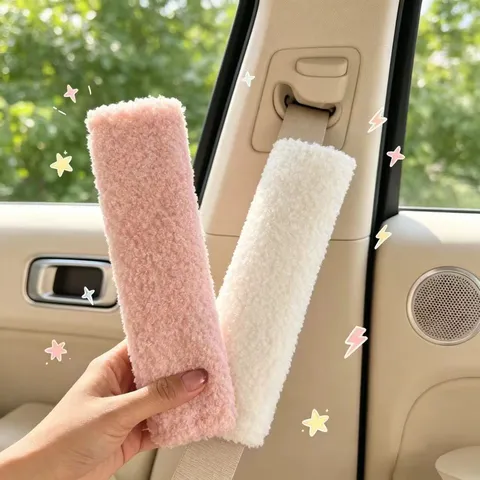 Car Seat Belt Shoulder Pad Soft Teddy Velvet Protective Cover Universal Auto Interior Accessories Comfort Anti-Chafing Pad