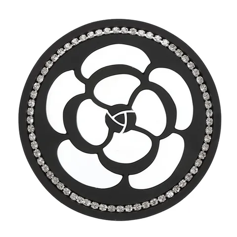 Car Coaster Silicone Anti Slip Cup Holder Insert Mat Camellia Checkerboard Rhinestone Automotive Interior Accessories