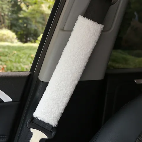 Car Seat Belt Shoulder Pad Cute Puff Pleated Plush Soft Protective Cover Universal Auto Interior Accessories