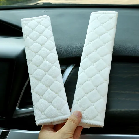 Car Seat Belt Shoulder Pads Soft Plush Diamond Lattice Auto Safety Belt Protector Cover Universal Interior Accessories Pair