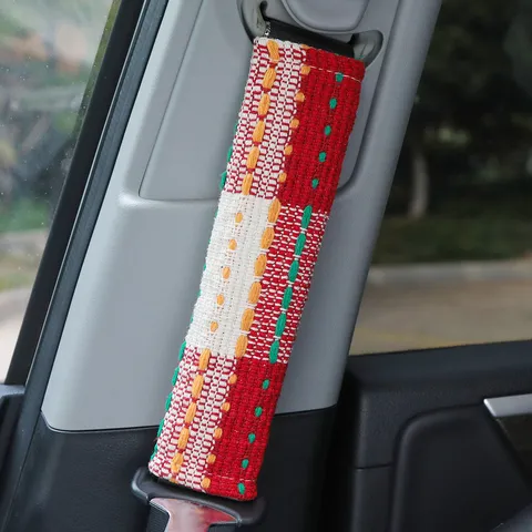 Car Seat Belt Shoulder Cover Universal Fabric Tweed Anti-Strangle Protective Pad Chic Interior Decorative Accessories