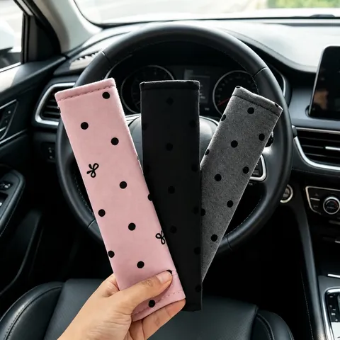 Polka Dot Bowknot Car Seat Belt Shoulder Pad Soft Skin-Friendly Universal Car Interior Accessories
