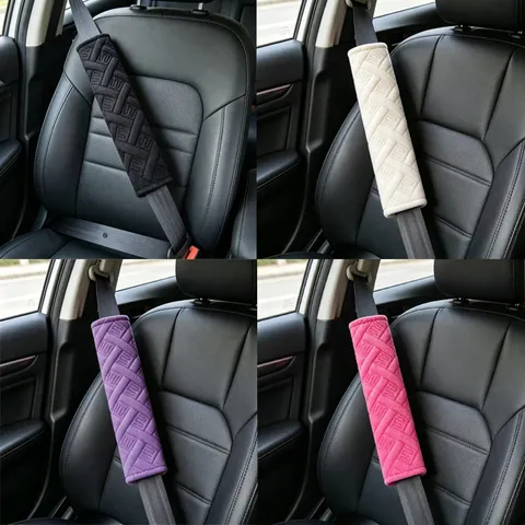 Car Seat Belt Shoulder Pads Plush Embroidered Soft Comfort Auto Seatbelt Protector Cover Universal Interior Accessories