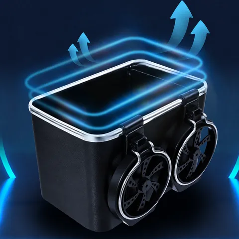 Multifunctional Car Tissue Box With Dual Cup Holders ABS Plastic Automotive Armrest Storage Box Universal Car Interior Accessories