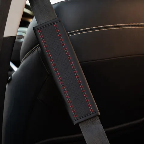 Car Seat Belt Shoulder Pad Universal Leather Embossed Protective Cover Soft Comfortable Interior Accessories