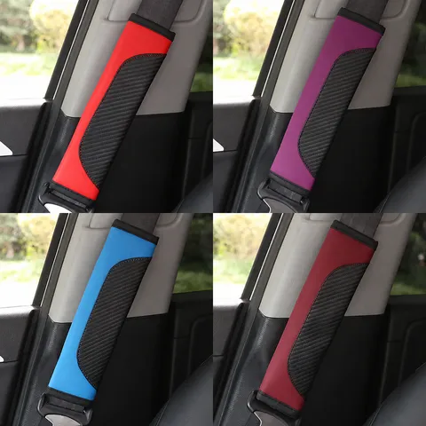 Universal Car Seat Belt Shoulder Pad Carbon Fiber Texture Leather Protector Auto Interior Accessories Interior Styling