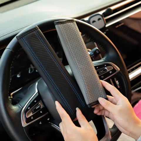 Car Seat Belt Shoulder Pad Universal Leather Embossed Protective Cover Soft Comfortable Interior Accessories