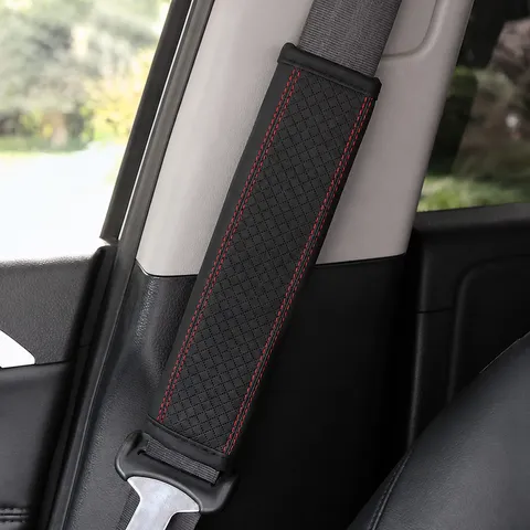 Car Seat Belt Shoulder Pad Leather Embossed Protective Cover Auto Interior Accessories For Driving Comfort